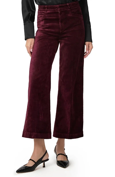 Anessa High Waist Ankle Wide Leg Velvet Pants