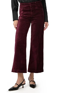 Anessa High Waist Ankle Wide Leg Velvet Pants