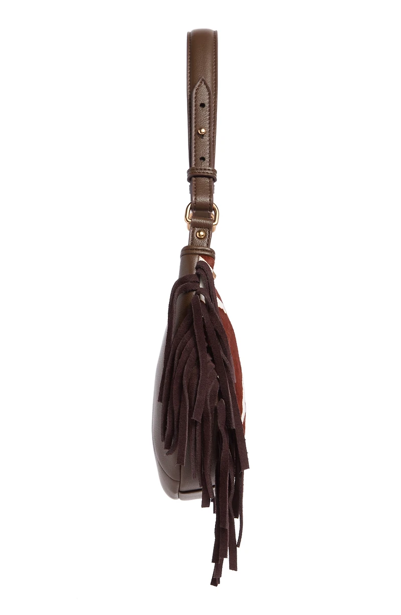 Nylie Genuine Calf Hair Fringe Shoulder Bag