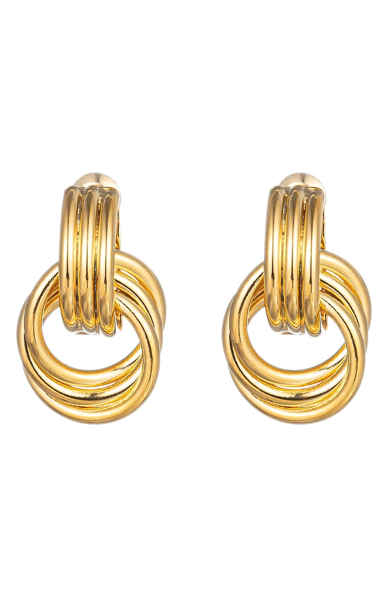 Lisa 24K Gold Plated Open Circle Drop Hoop Earrings