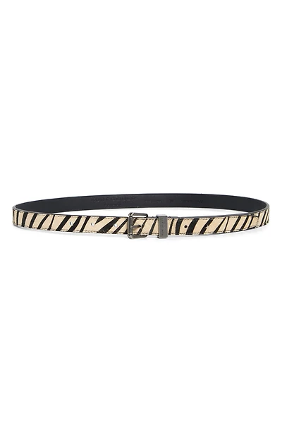 Zebra Print Genuine Calf Hair Belt