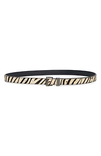 Zebra Print Genuine Calf Hair Belt