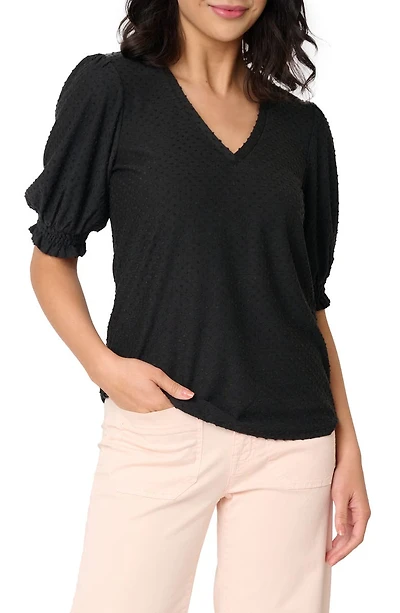 Clip Dot Puff Sleeve Top