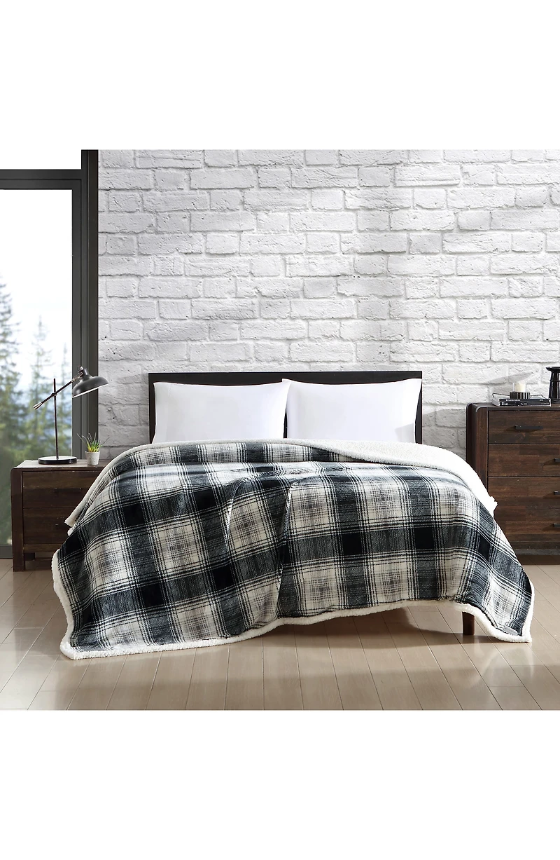 Vail Plaid Faux Shearling Throw Blanket