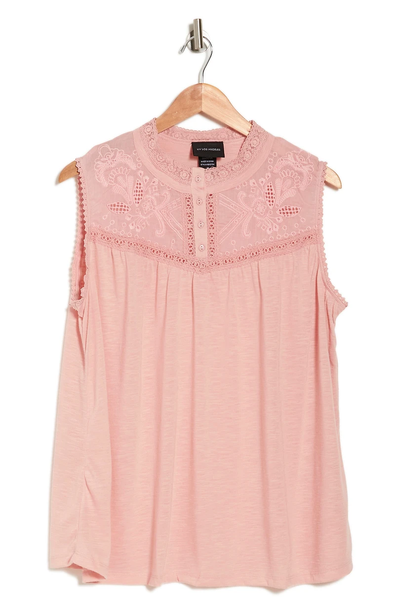 Embroidered Cotton Tank Top