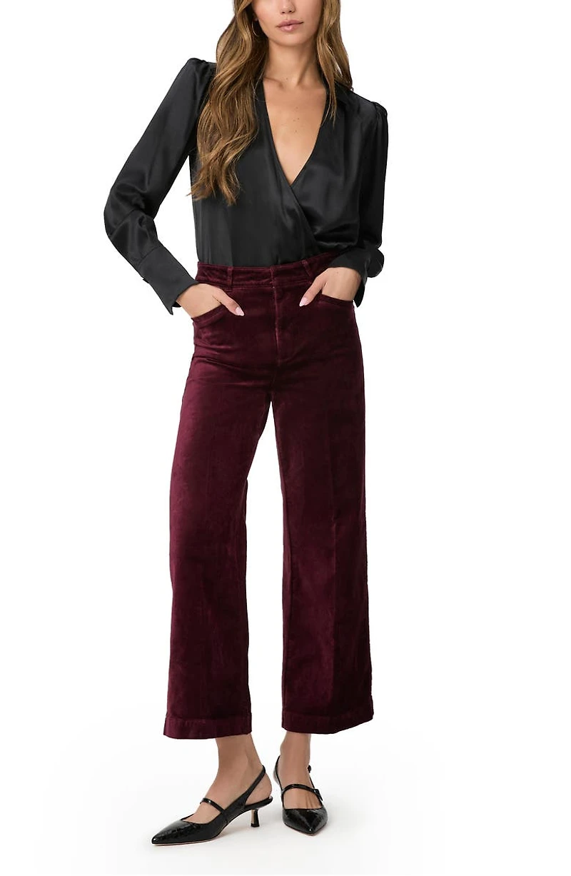 Anessa High Waist Ankle Wide Leg Velvet Pants
