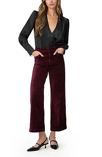 Anessa High Waist Ankle Wide Leg Velvet Pants