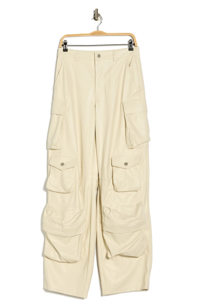 Parker Faux Leather Wide Leg Cargo Pants