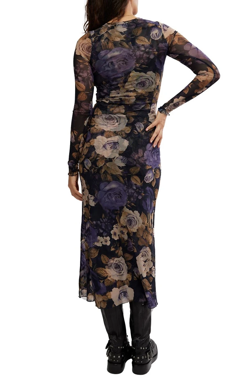 Gianni Long Sleeve Stretch Mesh Body-Con Dress