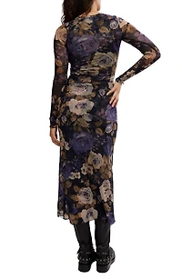 Gianni Long Sleeve Stretch Mesh Body-Con Dress