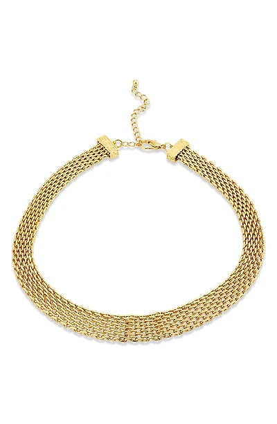 Graduated Mesh Greek Key Collar Necklace