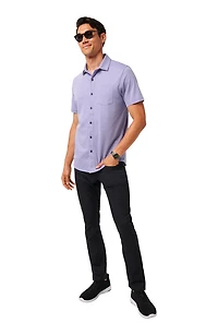Tip to the City Short Sleeve Cotton Blend Button-Up Shirt