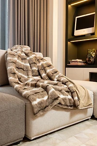 Faux Fur Throw - 50" x 60" - Beige Rabbit