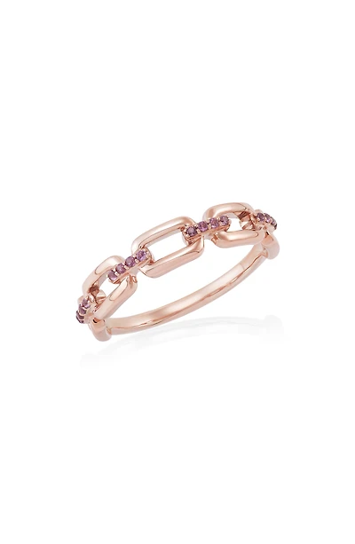 14K Rose Gold Amethyst Link Band Ring
