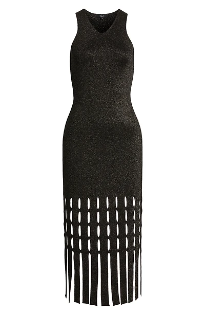 Kaia Metallic Fringe Detail Knit Midi Dress