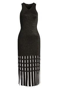 Kaia Metallic Fringe Detail Knit Midi Dress