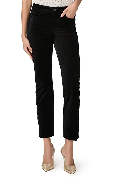 Cindy High Waist Crop Straight Leg Velvet Jeans