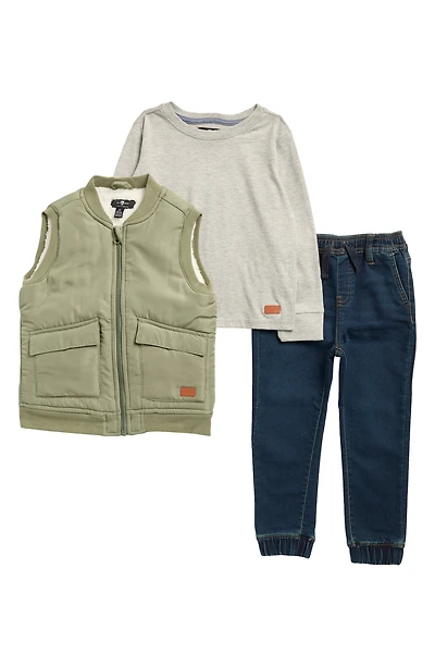 Kids' Long Sleeve T-Shirt, Jeans & Vest Set