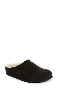 Suede & Genuine Shearling Clog