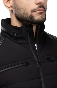 Faux Leather Trim Puffer Jacket