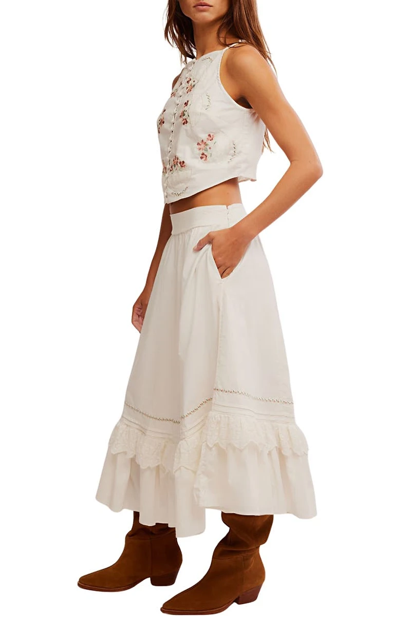 Maeberrie Embroidered Crop Top and Skirt Set