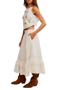 Maeberrie Embroidered Crop Top and Skirt Set