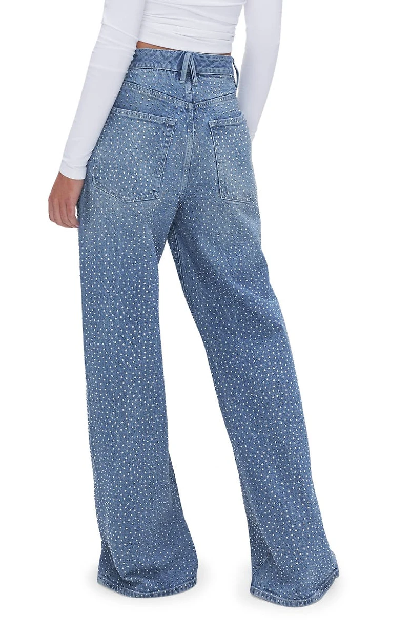 Good Ease Crystal Embellished Wide Leg Jeans