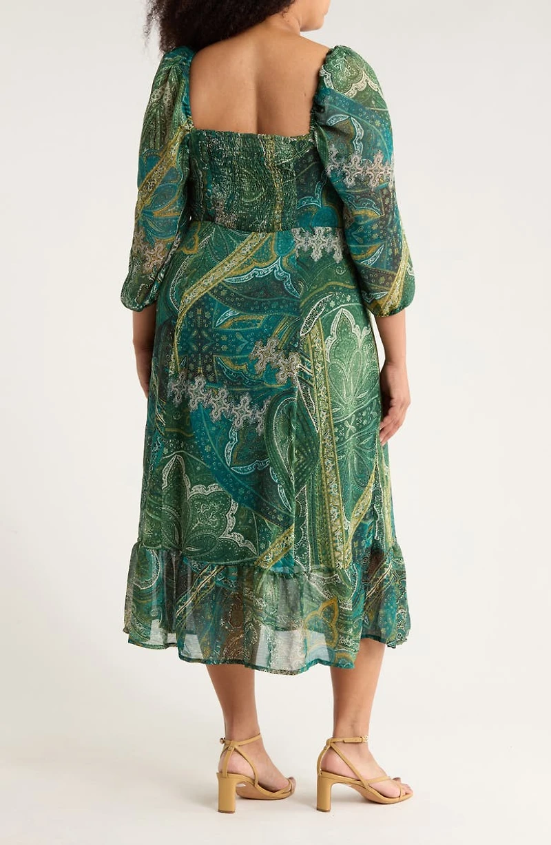 Square Neck Long Sleeve Maxi Dress