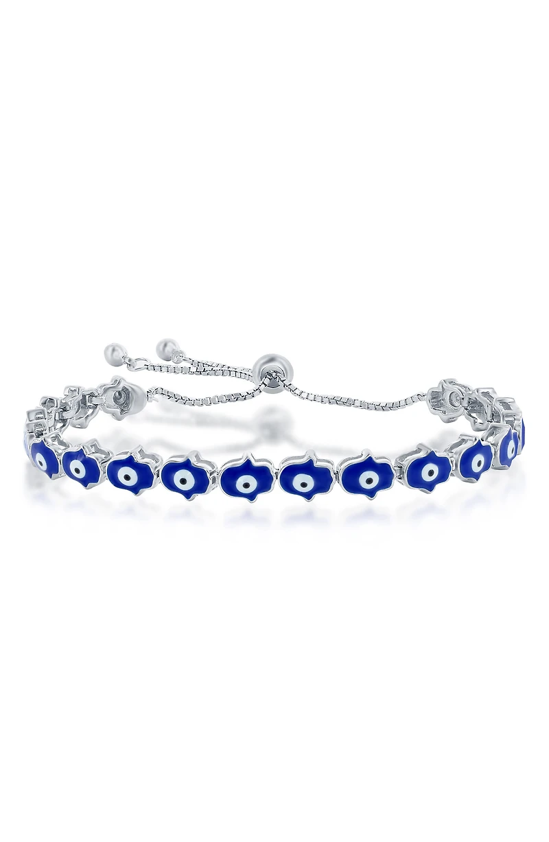 Sterling Silver Evil Eye Hamsa Station Anklet