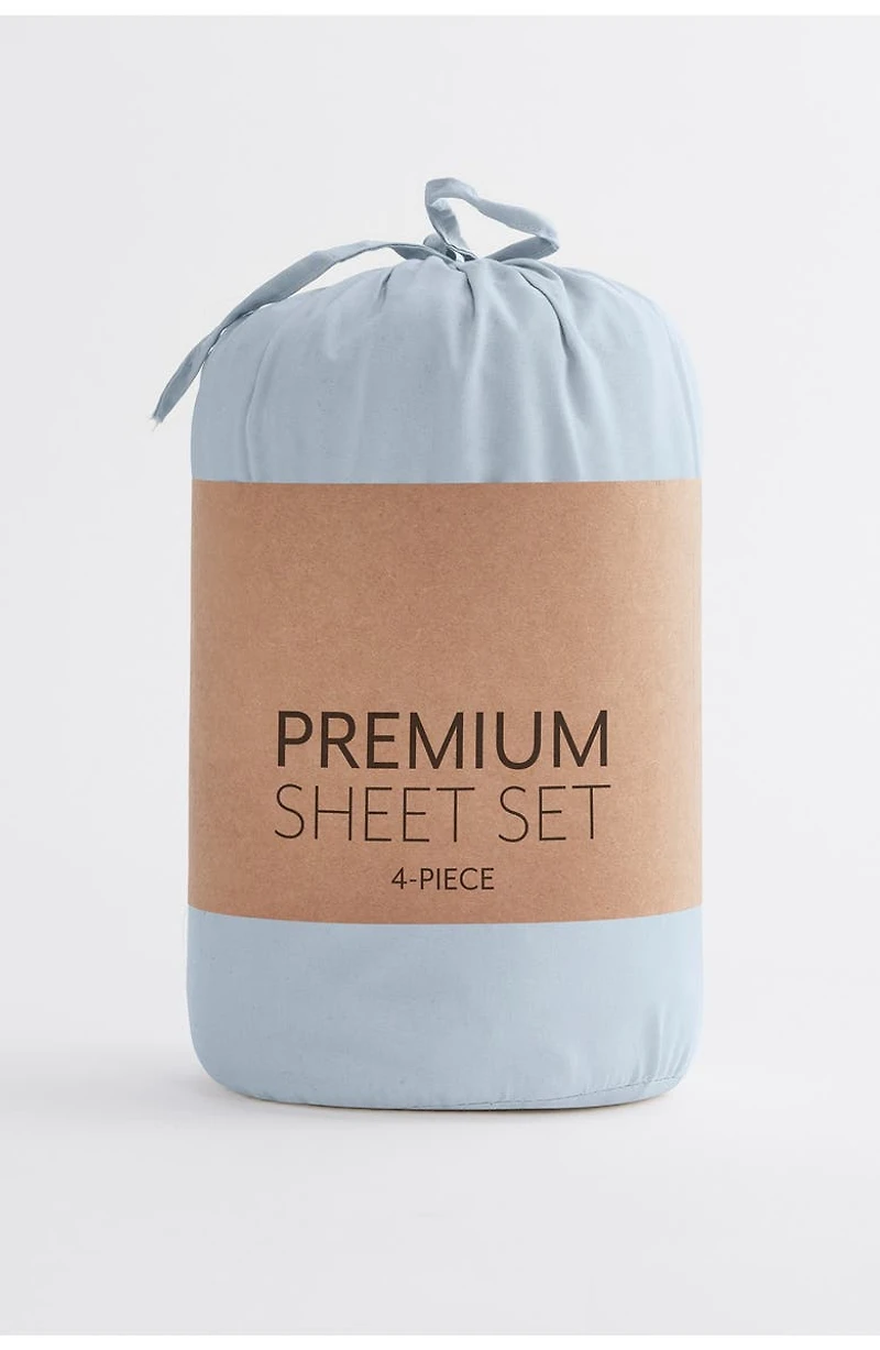Home Collection Premium Ultra Soft 4-Piece Solid Bed Sheet Set - Light Blue