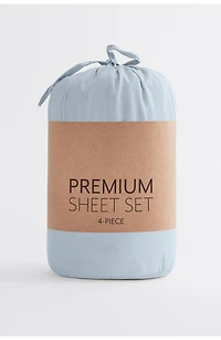 Home Collection Premium Ultra Soft 4-Piece Solid Bed Sheet Set - Light Blue