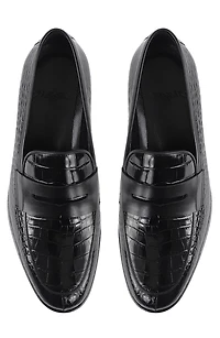 Carmine Croc Embossed Penny Loafer