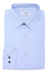 Tailored Fit Cotton Windowpane Dress Shirt
