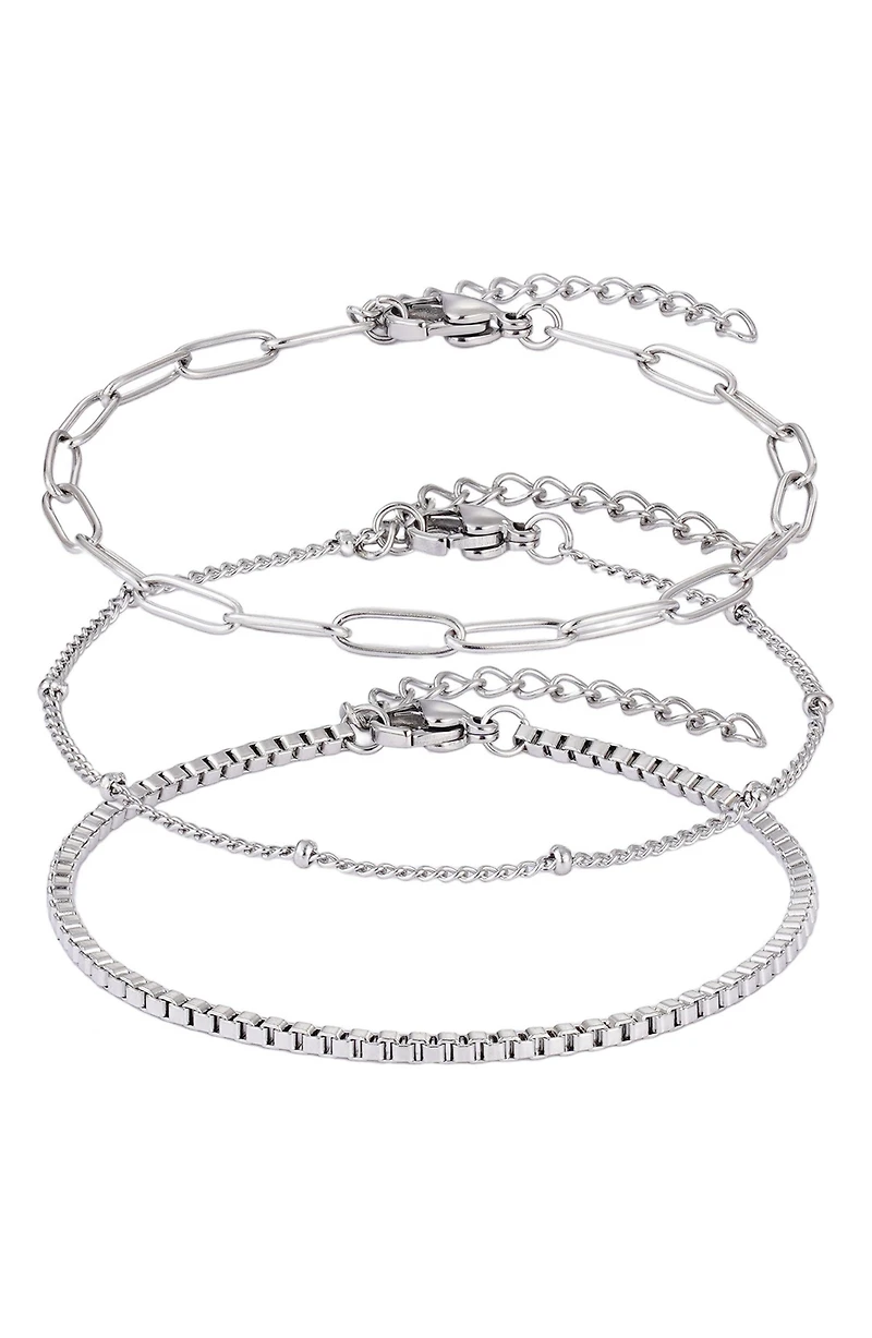 Set of 3 Stainless Steel Bracelets