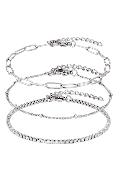 Set of 3 Stainless Steel Bracelets