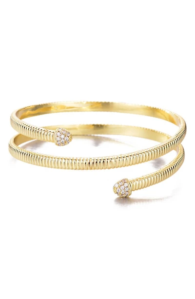 Cubic Zirconia Textured Wrap Bracelet