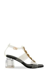 Levine Rhinestone Embellished Clear Strap Sandal