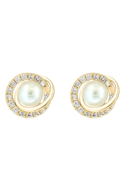 Diamond & Freshwater Pearl Stud Earrings