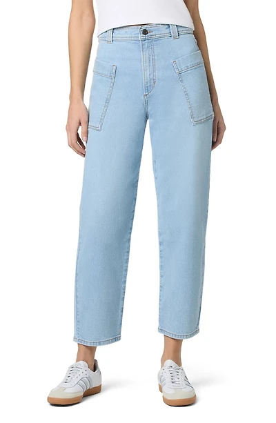 Patch Pocket High Waist Ankle Barrel Leg Jeans