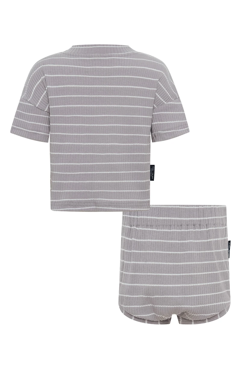 Stripe Rib T-Shirt & Shorts Set