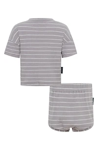 Stripe Rib T-Shirt & Shorts Set