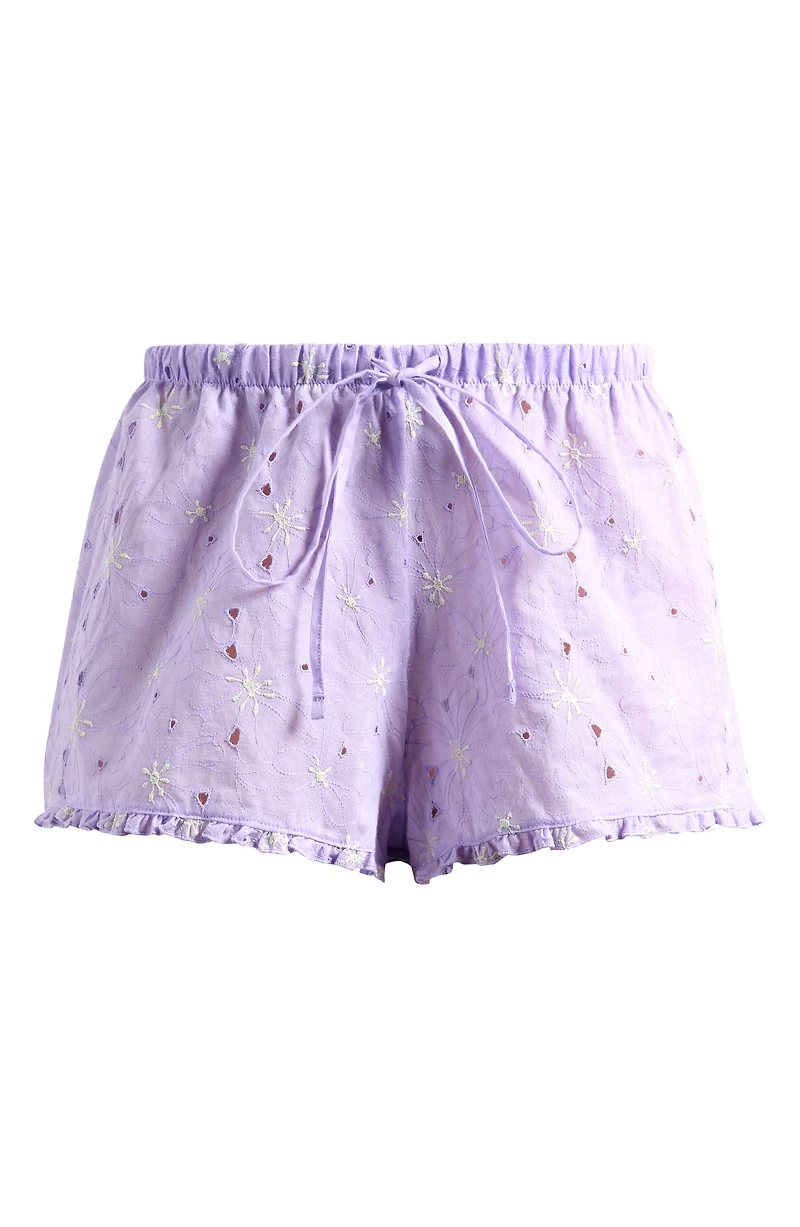 Eyelet Tie Waist Organic Cotton Shorts