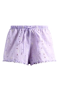 Eyelet Tie Waist Organic Cotton Shorts