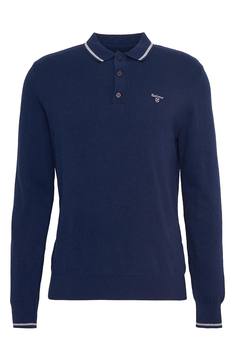 Tipped Cotton & Wool Polo Sweater