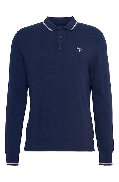 Tipped Cotton & Wool Polo Sweater