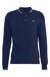 Tipped Cotton & Wool Polo Sweater