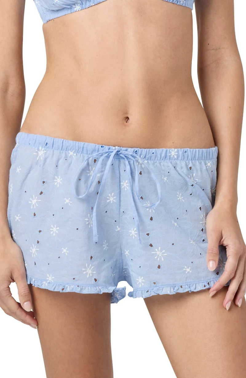 Eyelet Tie Waist Organic Cotton Shorts