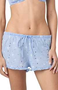 Eyelet Tie Waist Organic Cotton Shorts
