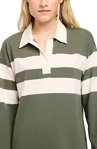 Rugby Stripe Long Sleeve Cotton Polo Dress
