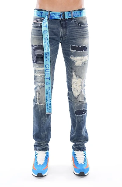 Rocker Slim Belted Straight Leg Jeans